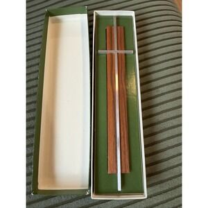 Vintage Mid Century Modern Wood and Metal Minimalist Wall Cross 8.5 Inch